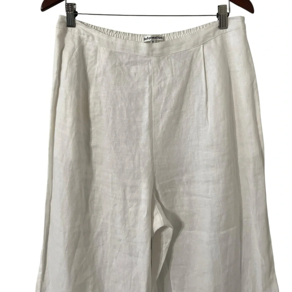 NEW REFORMATION Violet White Linen Lace Wide Leg Pants Trousers
